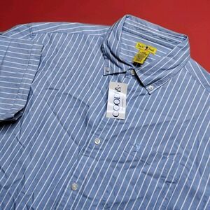 NWOT Duck Head Button Down Shirt Mens XL Blue Striped Short Sleeve Oxford
